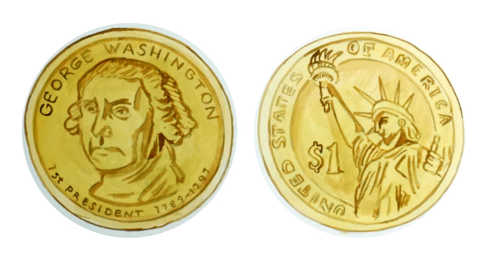 Washington $1 Gold Coin Sticker