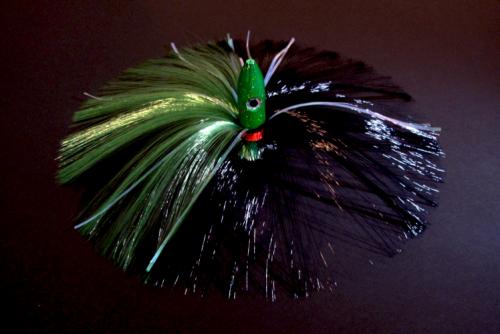 270G Green Bullet Head with Green/Black Hair with Mylar Flash