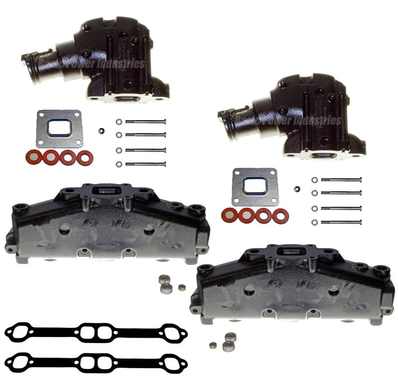 Exhaust Manifold Kit for Mercruiser Dry-Joint GM Small Block V8 2004-Newer with 14 Degree Risers