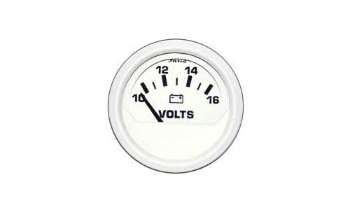 Volt Gauge 10-16V-DC Dress White (VP9137) 2 Inch